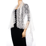 0059517 Пуховый платок 130*130см "ПАУТИНКА" белый на  шелке