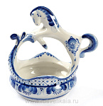 26133 Гжель Конфетница "Лошадка"  Авт. Исаев С.В.