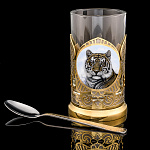 0063007  Златоуст ПОДСТАКАННИК "ТИГР" с ложкой в уп. 