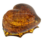0058175/16*14*10см Янтарь Шкатулка "Сердечко большое "(янтарная заливка)