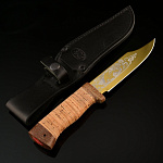 0049633 Златоуст Нож туристический Медведь (береста) с титановым покрытием