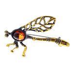 0045360/1965.4 Брошь Стрекоза Ажурная (коньячный)