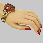 724053/фианит-сред. вес 24,97гг  Серебро 925* БРАСЛЕТ вст.Янтарь фианит р/п