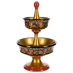 0020261 Хохлома КОНФЕТНИЦА 2-х ярусная КЛУБНИКА 32*19см