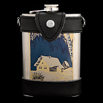 /Земля Уральская Златоуст ФЛЯЖКА В КОЖАНОМ ЧЕХЛЕ "Земля Уральская"  2729