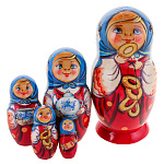 Матрешка "Девушка с баранками" 5 мест