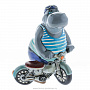 Фарфоровая статуэтка "Бегемот-мотоциклист", фотография 1. Интернет-магазин ЛАВКА ПОДАРКОВ