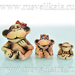 0030797/14,5см Статуэтка изделия из глины ОБЕЗЬЯНА в ассортименте h=14,5см