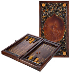 0074470 НАРДЫ янтарные "ОХОТА" 46*23 (янтарь,дуб,ясень)