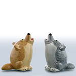 0025309 Сувенир Скульптура "ОДИНОКИЙ ВОЛК" фарфор 6*9см