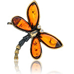 0045371/1715.4 Брошь Стрекозка (коньячный)