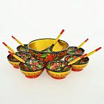 0021718 Хохлома Набор для варенья, медовница 14пр. (в/кат) 63020000014