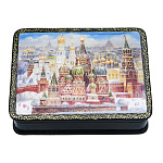 0076922 ШКАТУЛКА с росписью "МОСКВА,КРЕМЛЬ"13*10*3,5 см 