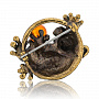 Брошь с янтарем "Лягушка с шариком", фотография 1. Интернет-магазин ЛАВКА ПОДАРКОВ