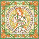 500004 Сувенирный платок "Богиня Гигея", 90*90, 70% шёлк 30% вискоза МД Нины Ручкиной