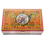 0064732/23*14см Хохлома Шкатулка 1 ОТДЕЛЕНИЕ "СЮЖЕТ.РЯБИНА"на красном Р7 