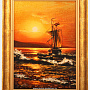 Картина янтарная "Парусник на закате" , фотография 2. Интернет-магазин ЛАВКА ПОДАРКОВ