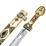 0069776 Сувенирное оружие КИНЖАЛ  56см, позолота, кабашон черн