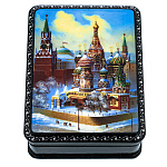 0070954  Шкатулка с росписью"Храм Василия Блаженного" 11*9*4 см