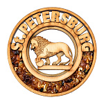 0036535-ЛЕВ Сувенир МАГНИТ с янтарной крошкой "СПБ ВИДЫ"