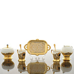 0017159/Ф Златоуст Кофейный набор малый  (сах., слив.)позолота, на 2 персоны, Агат  в П/У