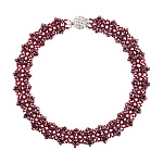 Колье из бисера и натурального камня "Выпуклые цветочки"