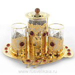 АРХИВ0016086 Златоуст Чайный набор с подносом 2 персоны 8 предметов в уп.