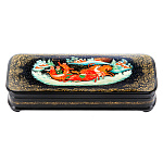 0070101/16*6см  Лаковая миниатюра Палех ШКАТУЛКА "ТРОЙКА" Логинова