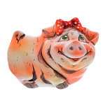 24468 Сувенир Скульптура "СВИНКА ВЕСЁЛАЯ" КЕРАМИКА ЦВЕТНАЯ