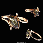 820025/1,68г  Серебро 925* КОЛЬЦО вст.Янтарь позолота