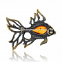 Брошь с янтарем "Золотая рыбка", фотография 2. Интернет-магазин ЛАВКА ПОДАРКОВ