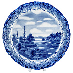  Гжель ТАРЕЛКА сувенирная"Летний пейзаж" 26см