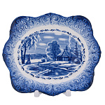 Тарелка декоративная "Зима в деревне". Гжель