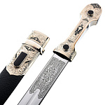 6181/52см Оружие сувенирное "Кавказский кинжал"  мельхиор, гравировка 