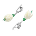  Бивень мамонта Серьги"Подснежники" агат/серебрение