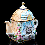 0053869/ЦВЕТ Гжель Чайник"КОШКИН ДОМ" коллекционный (в цвете )