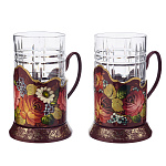 Набор подстаканников с авторской росписью "Цветы"