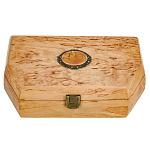 0080324 Нат.дерево ШКАТУЛКА "Трапеция с накладкой" 23*13,5*6см Карельская береза