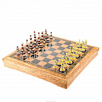 Шахматы из карельской березы с янтарными фигурами