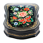 0070113-12*10см  Лаковая миниатюра Палех ШКАТУЛКА "ЦВЕТЫ" Девяткина