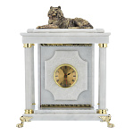 0061411 Нат камень Часы - Сейф "ТИГР" малый  Белый мрамор 