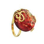 0068191/6,79г Серебро 925* КОЛЬЦО  вст.Янтарь позолота