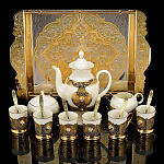 25343 Златоуст НАБОР "Кофейный" на 6 персон 10 предметов,  позолота в П/У