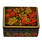 Шкатулка "Птица и клубника". Хохлома