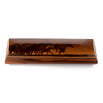 0059238 Нат.дерево Шкатулка "КОНИ" 35*10*7см Палисандр, корень ореха, красное дерево