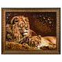 Картина из янтарной крошки "Львы" 60х80 см, фотография 1. Интернет-магазин ЛАВКА ПОДАРКОВ
