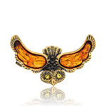 0045349/1710.4 Брошь Сова Охотник (коньячный)