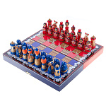 04106 ШАХМАТЫ дорожные "РОМАШКИ" 30*15 см красно-синие выс.фигур ок.5-7см