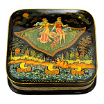 0060950/11*11см  Лаковая миниатюра Палех ШКАТУЛКА "Ковер-самолет" Седова