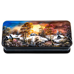 202561 Шкатулка с худ росписью "Зима в деревне",перлам,14*6*3 см